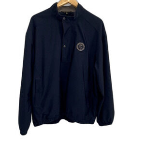 Monterey Club Navy Long Sleeve 1/2 Zip Snap Golf Pullover Jacket Size XL